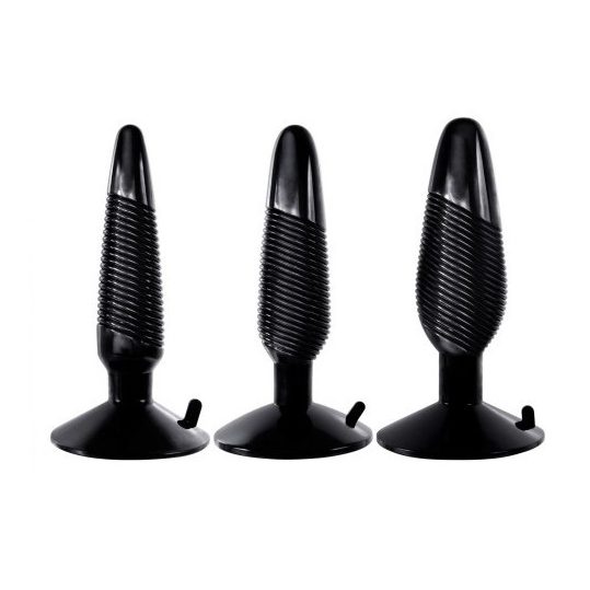Xplorer – 3 db prémium anal plug szett fekete színben
