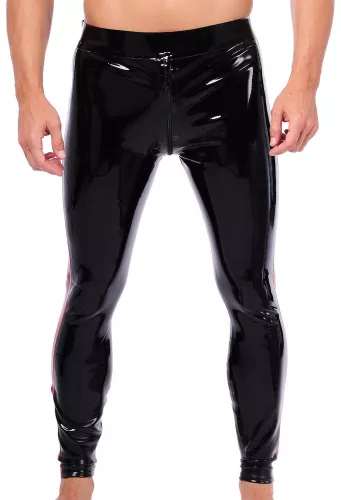 Xrub – fekete-piros latex nadrág elülső-hátsó cipzárral