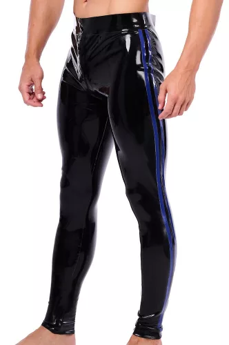 Xrub – fekete-kék latex nadrág elülső-hátsó zipzárral