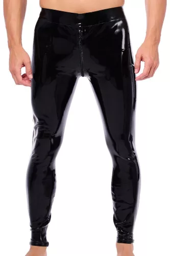 Xrub latex nadrág elülső/hátsó cipzárral - Fekete/Fehér
