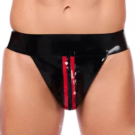 Xrub – fekete-piros latex jockstrap cipzárral