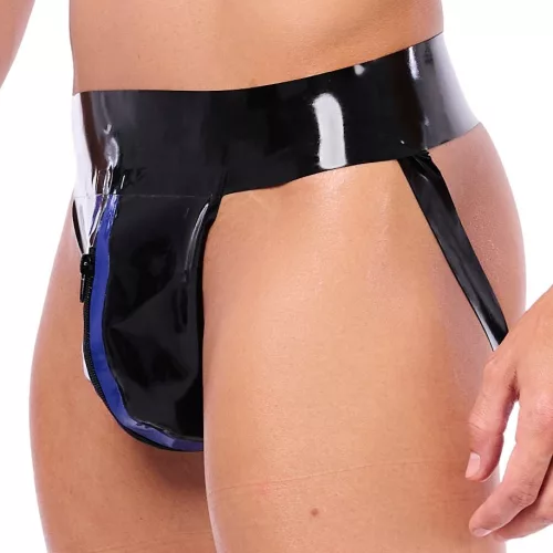 Xrub latex jockstrap – stílusos fekete-kék férfi alsó