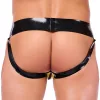 Xrub Latex Jockstrap – fekete-sárga latex férfi fehérnemű