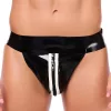 Xrub – zipzáras latex jockstrap fekete-fehér színben