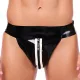 Xrub – zipzáras latex jockstrap fekete-fehér színben