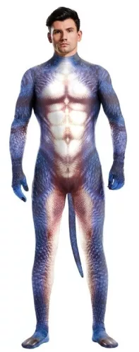 Kék-Fehér Raptus Dinoszaurusz Cosplay Jelmez
