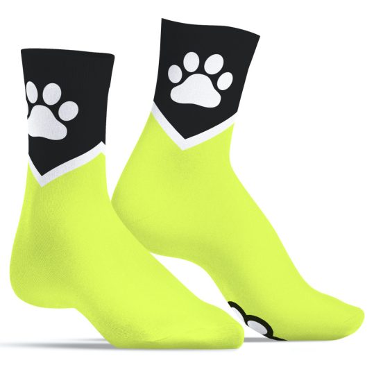 Paw Kinky Puppy – élénk sárga fluo zokni kényeztetéshez
