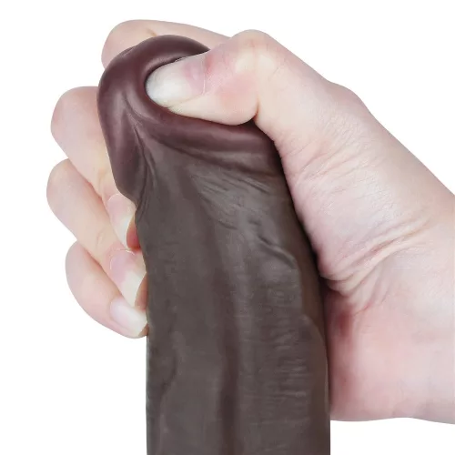 Csúszó bőr dildó – 16 x 4,2 cm, prémium fekete kivitel