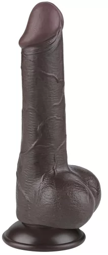 Prémium fekete dildó - csúszó bőr textúrával, 13 cm