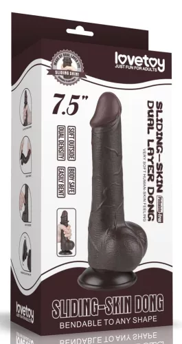 Prémium fekete dildó - csúszó bőr textúrával, 13 cm