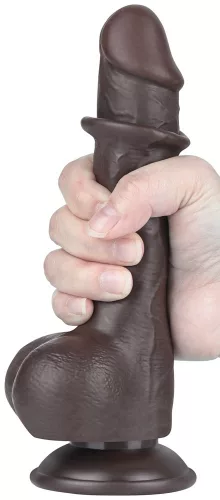 Prémium fekete dildó - csúszó bőr textúrával, 13 cm
