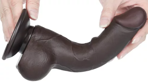 Prémium fekete dildó - csúszó bőr textúrával, 13 cm