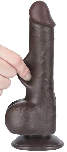 Prémium fekete dildó - csúszó bőr textúrával, 13 cm