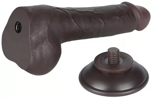 Prémium fekete dildó - csúszó bőr textúrával, 13 cm