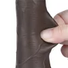 Prémium fekete dildó - csúszó bőr textúrával, 13 cm