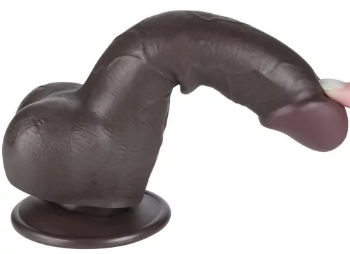 Prémium fekete dildó - csúszó bőr textúrával, 13 cm