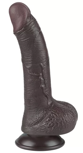 Prémium bőr érzésű dildó – 14 x 3,5 cm, fekete