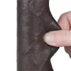 Prémium fekete csúszó bőr dildó 12 cm x 3,7 cm