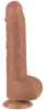 Prémium csúszó bőr dildo – 18 x 4.7 cm, barna
