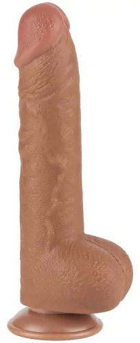 Prémium csúszó bőr dildo – 18 x 4.7 cm, barna