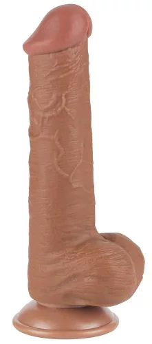 Érzéki dildó csúszó bőrrel – 15 cm, barna