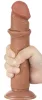 Prémium dildó – simogató bőrhatású, 17 x 4 cm, barna