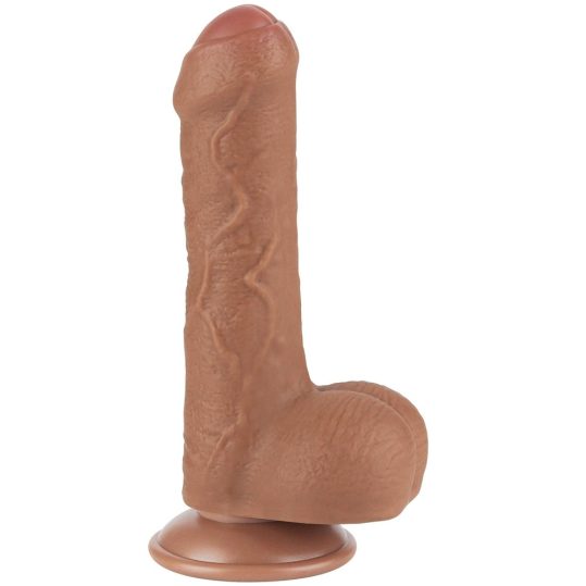 Prémium csúszó bőr dildó – 12 x 3,7 cm, barna