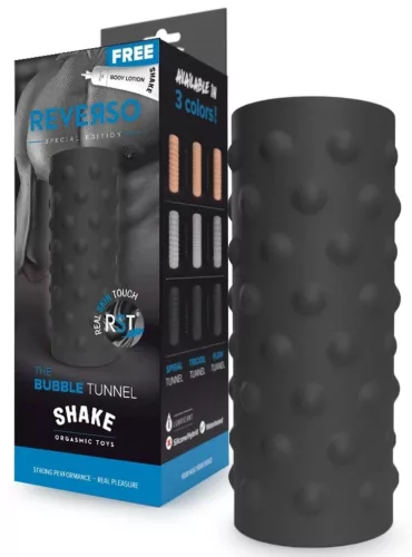 Bubble Tunnel Shake Reverso – érzéki maszturbátor fekete színben