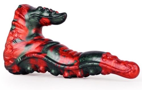 Bukolix – prémium fekete-piros dildó 16 x 5 cm