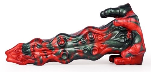 Hortarix – prémium fekete-piros dildó 19 x 5,5 cm