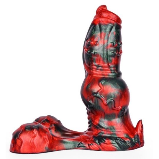 Ekurix – prémium fekete-piros dildó 17x7,5 cm