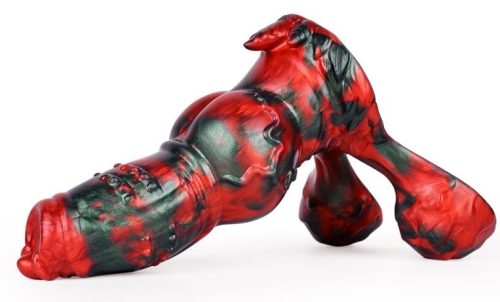 Ekurix – prémium fekete-piros dildó 17x7,5 cm