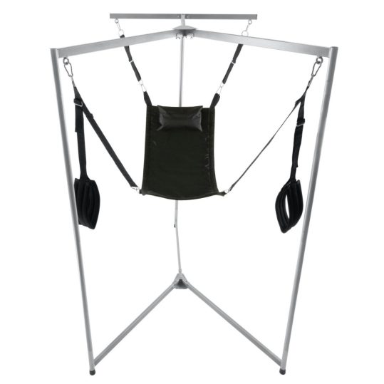 Kit Sling – fekete téglalap alakú felfüggesztő hám szürke kerettel