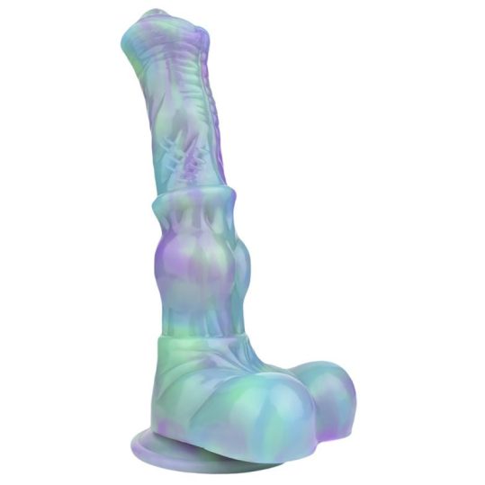 Ekwus – prémium dildó 20 cm zöld-lila színekben