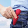 Mini Wand – 10 cm-es, krémes vibráló masszírozó piros