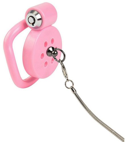 Leashidy Cage – rózsaszín, prémium intim bilincs pórázzal