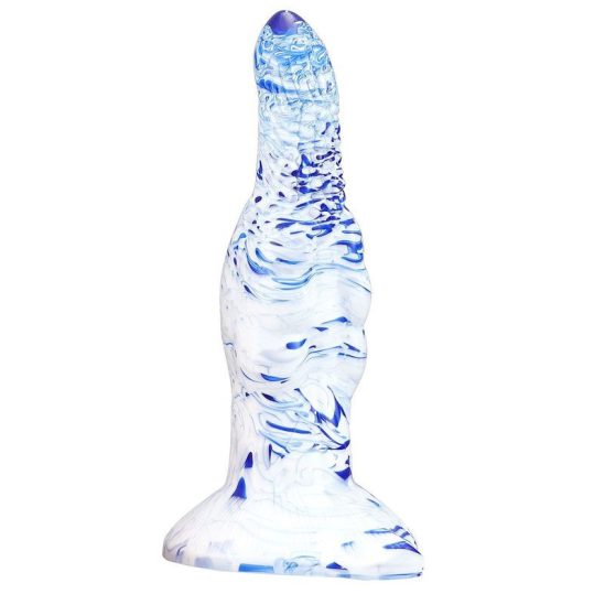 Skurix – prémium fehér-kék dildó 19 cm hosszú
