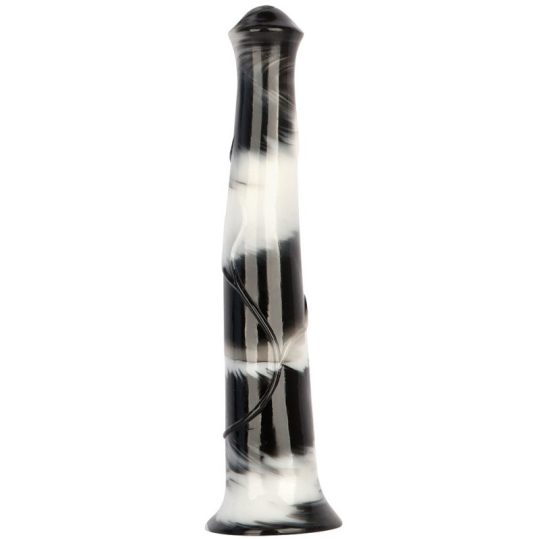 Big Horse – prémium fekete-fehér dildó 38 cm hosszú