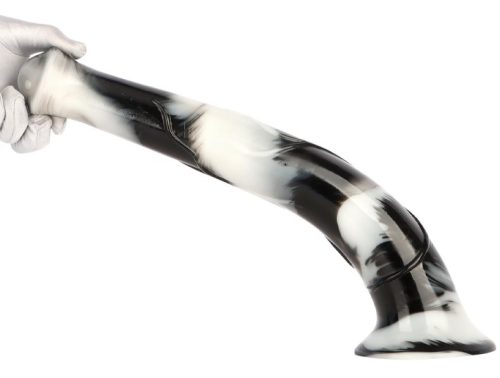 Big Horse – prémium fekete-fehér dildó 38 cm hosszú