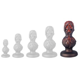   Skullis XL – prémium, piros-fekete anális dugó 18 x 8,5 cm