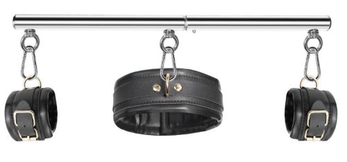 Simply Dom – fekete nyakörv és bilincses készlet