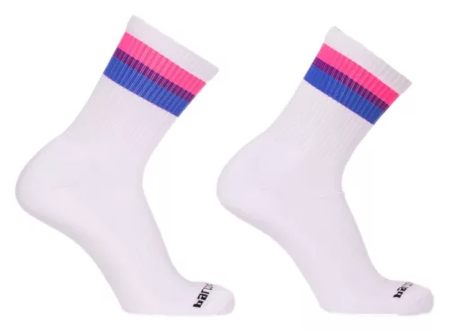 Fehér zoknik – Biszex zászlós fél zokni fétishez