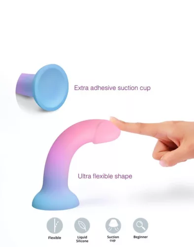 Dildolls Dildó Zakrzywított design, vízálló, erős tapadókorong 14 cm színátmenetes
