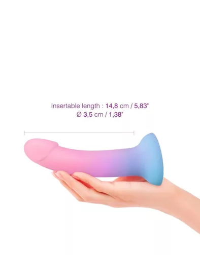 Dildolls Dildó Zakrzywított design, vízálló, erős tapadókorong 14 cm színátmenetes