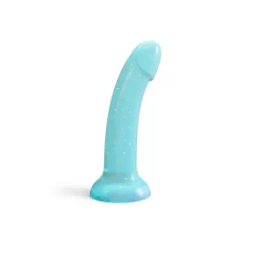   Dildolls Dildó Hajlított, tapadókorongos, vízálló 14 cm kék-arany csillagos