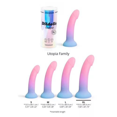 Dildolls Dildó Zakrzywított, Szilikon, Tapadókorongos XL, Többszínű