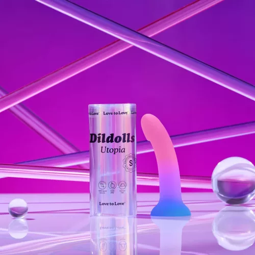 Dildolls Dildó Hajlított, Szilikon, Tapadókorongos M Méret Gradienst színben