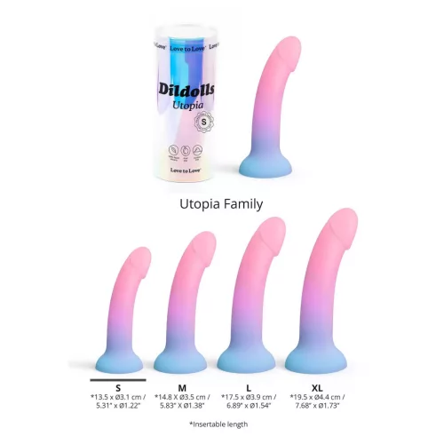 Dildolls Dildó Hajlított, Szilikon, Tapadókorongos M Méret Gradienst színben