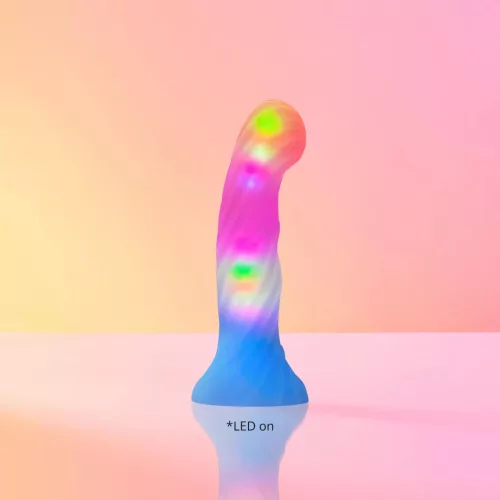 Love to Love Dildó LED világítással, 39 szín, puha szilikon 14,3 cm fekete