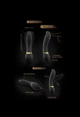 Marc Dorcel Vibrátor G-pont stimuláló, 7 rezgésmód, USB töltés, 20 cm fekete